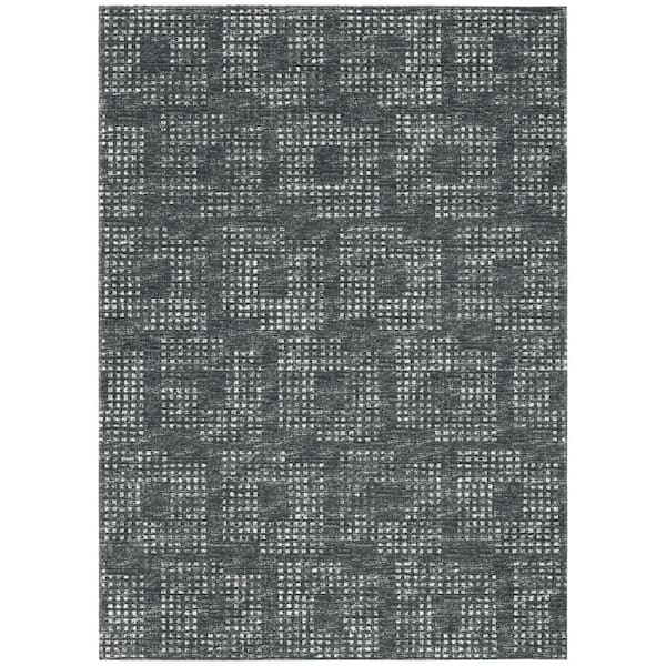 Washable Rugs 3'X5', Cotton Woven Black and White Outdoor Rug