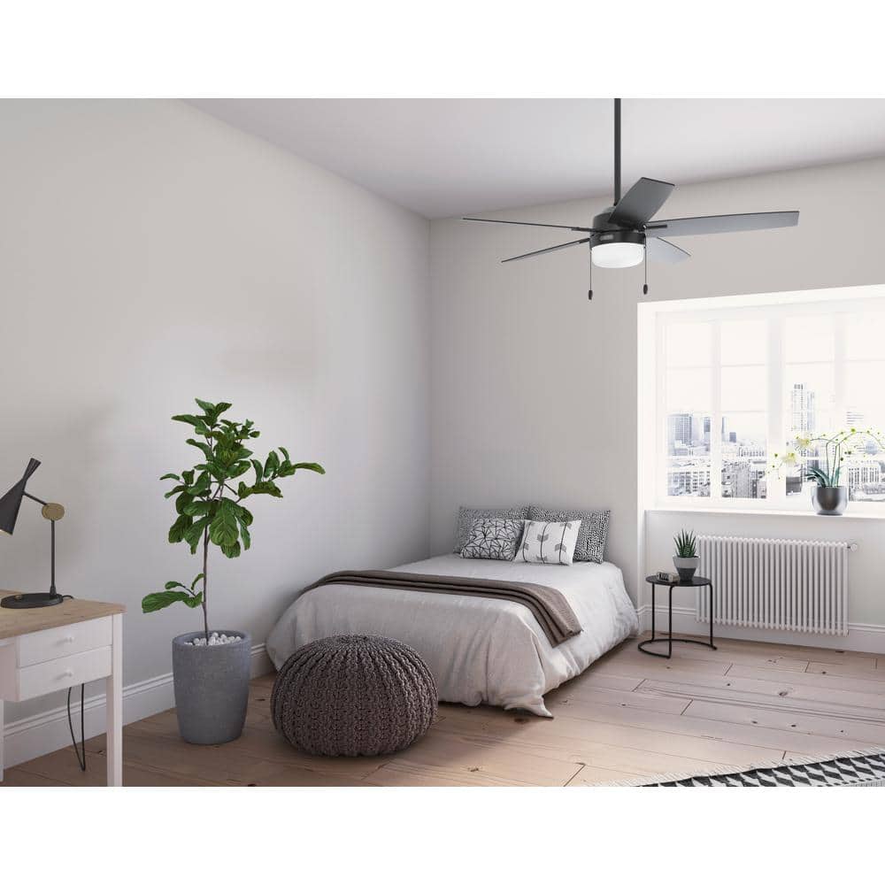 52" Matte Black and Gray 5-Blade Ceiling Fan with LED Light Kit