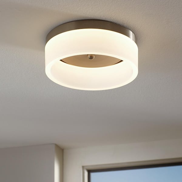 Home Decorators Collection 7.85 in. 12-Watt Brushed Nickel Integrated LED Ceiling Flush Mount