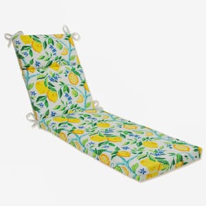 21 x 28.5 Outdoor Chaise Lounge Cushion in Yellow/Blue Lemon Tree
