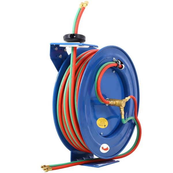 Duty Industrial 1/4 in. x 100 ft. 200 PSI Retractable Welding Hose Reel Twin Oxygen Acetylene Rubber Hoses Black(1Pack)