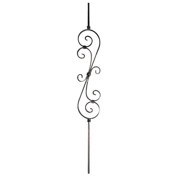 arteferro 44 in. x 5 3/4 in. 22 in. Double S-Scrol Dark Champagne Powder Coated Wrought Iron Metal Stair Baluster