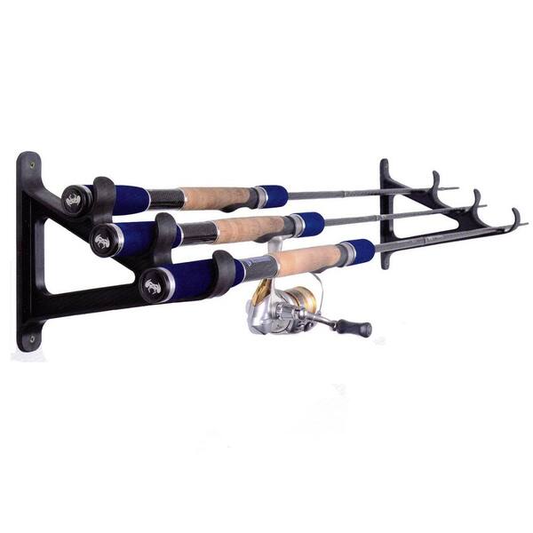 Croch Horizontal Wall Rod Holder Rod Rack for 3 Fishing Rods (Two