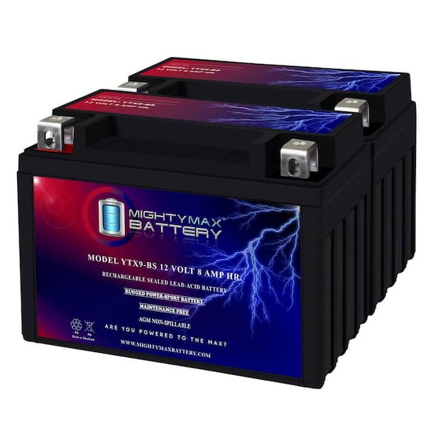 MIGHTY MAX BATTERY YTX9-BS SLA Battery for Suzuki 650 DR650SE 1998-2014 - 2 Pack