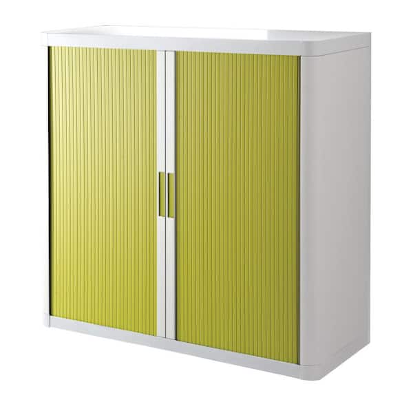 Unbranded Paperflow easyOffice White and Green 41 in. Tall Storage Cabinet with 2-Shelves