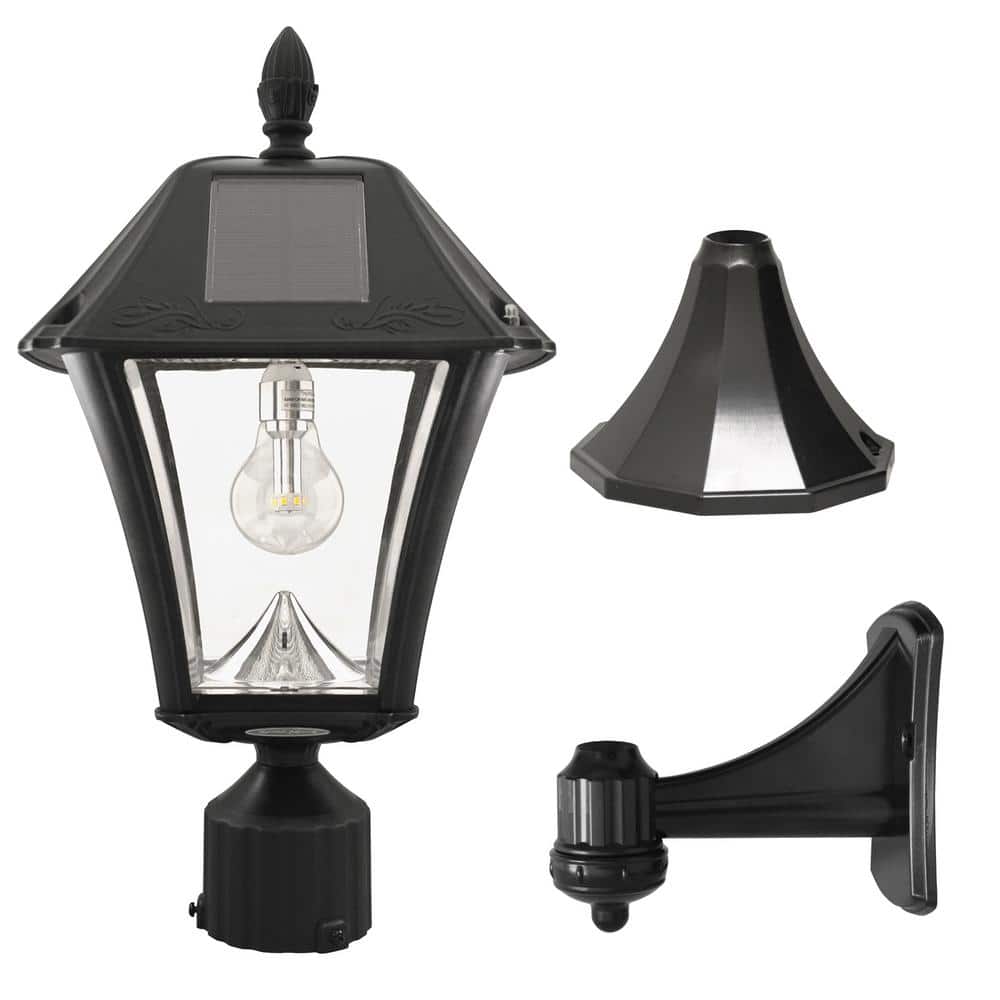 GAMA SONIC Victorian Morph 2-Light Black Outdoor Solar Lamp Post Light Warm  White LED Bulb with Waterproof Aluminum Pole 94BM500D2 - The Home Depot