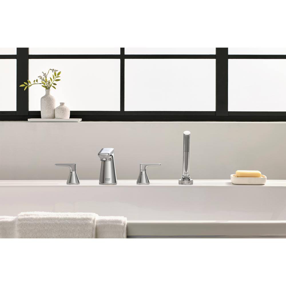 Polished Chrome 4-Hole Deck Mount Roman Tub Faucet with Hand Shower