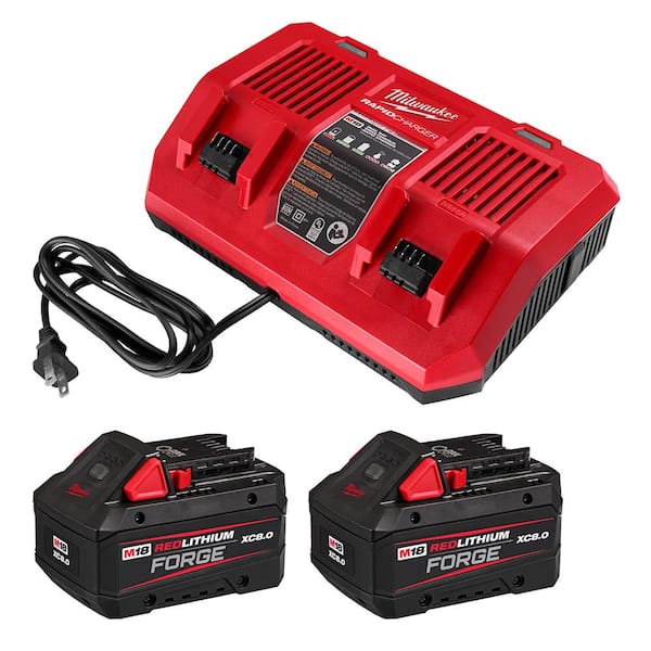 Milwaukee - M18 18-Volt Lithium-Ion REDLITHIUM FORGE Starter Kit with Two XC 8.0 Ah Battery and Dual Bay Rapid Charger