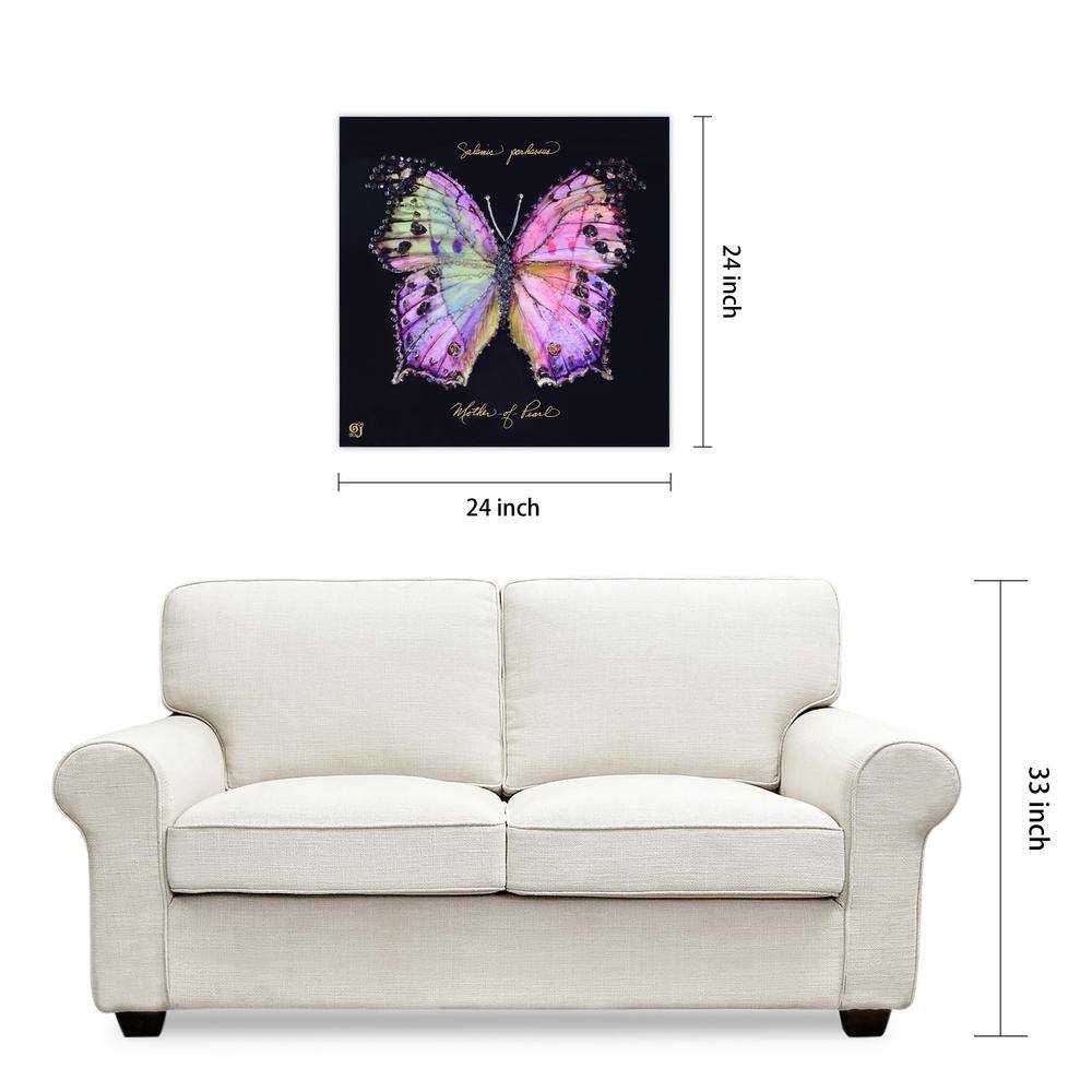 Pink Monarch Elegance 24" x 24" Epoxy Coated Butterfly Canvas Wall Art