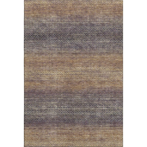 Mayfield Premium Machine Washable Abstract AMF2005 Eggplant 5 ft. x 7 ft. 6 in. Area Rug