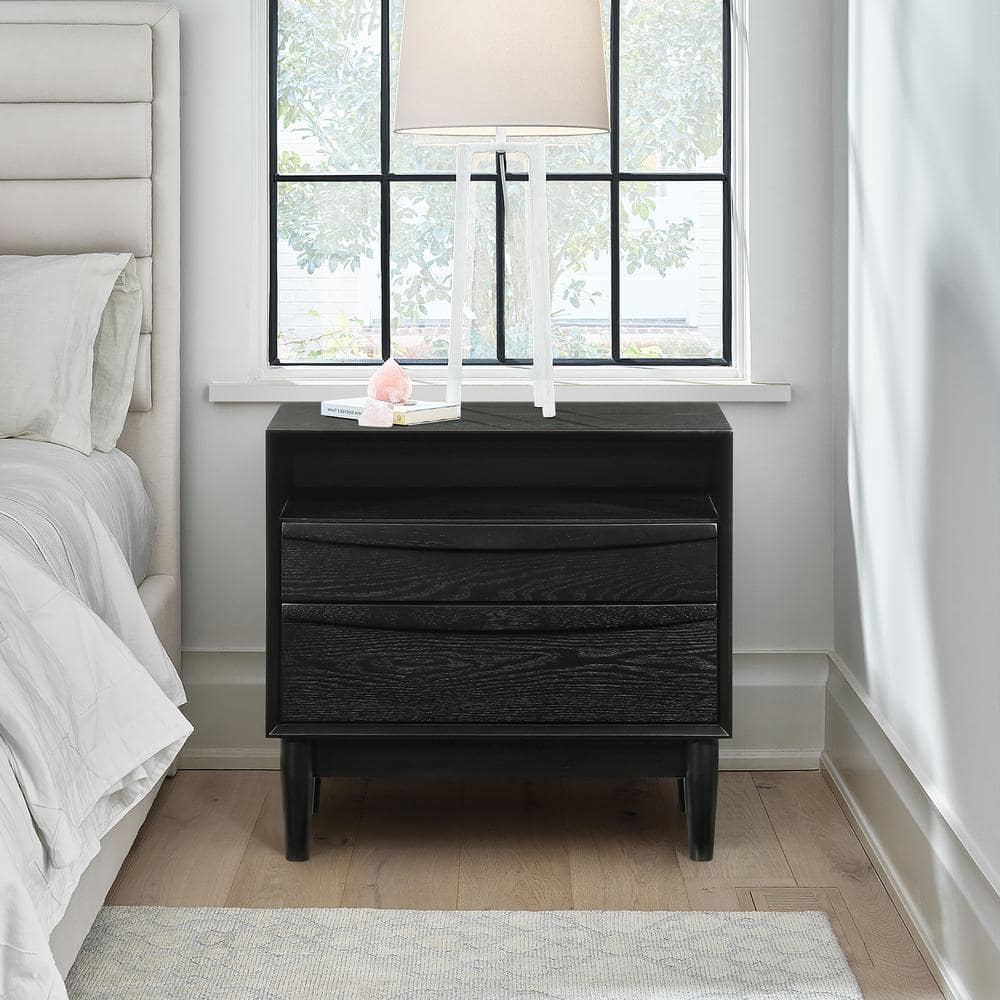 Armen Living Artemio Black 2 Drawer 23 in. W Nightstand LCARLABLK - The ...