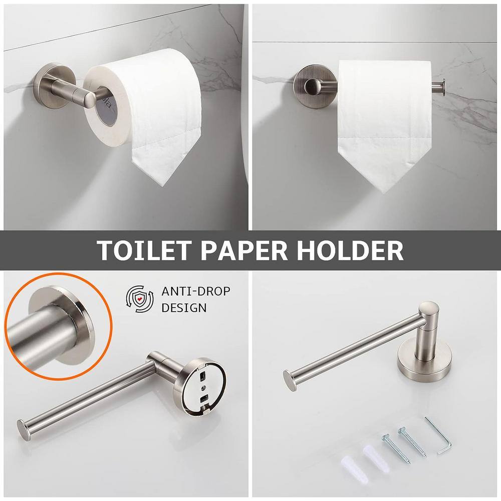 Brushed Nickel 4-Piece Bathroom Hardware Set with Adjustable Towel Bar