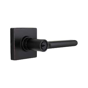 Tonbridge Aged Bronze Keyed Entry Door Handle with Square Rose