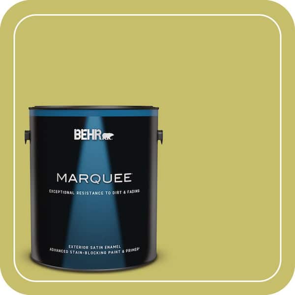 BEHR MARQUEE 1 gal. #P350-5 Go Go Lime Satin Enamel Exterior Paint & Primer