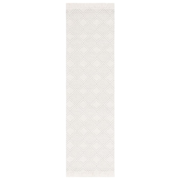 SAFAVIEH Marbella Ivory 2 ft. x 8 ft. Geometric Solid Color Runner Rug