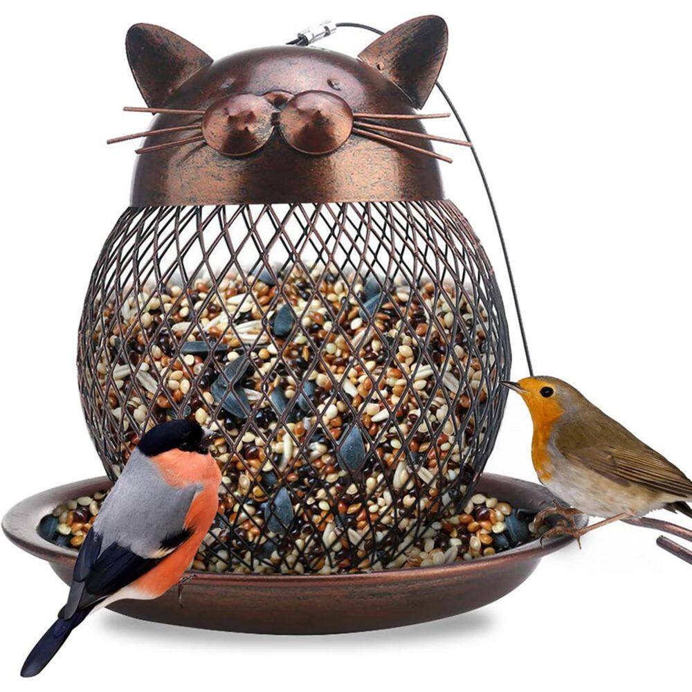 Outside Wild Bird Feeder Heavy Duty Metal Frame Squirrel Proof Bird Feeders Hanging, Cute Cat Shaped price history on PriceWatchPro