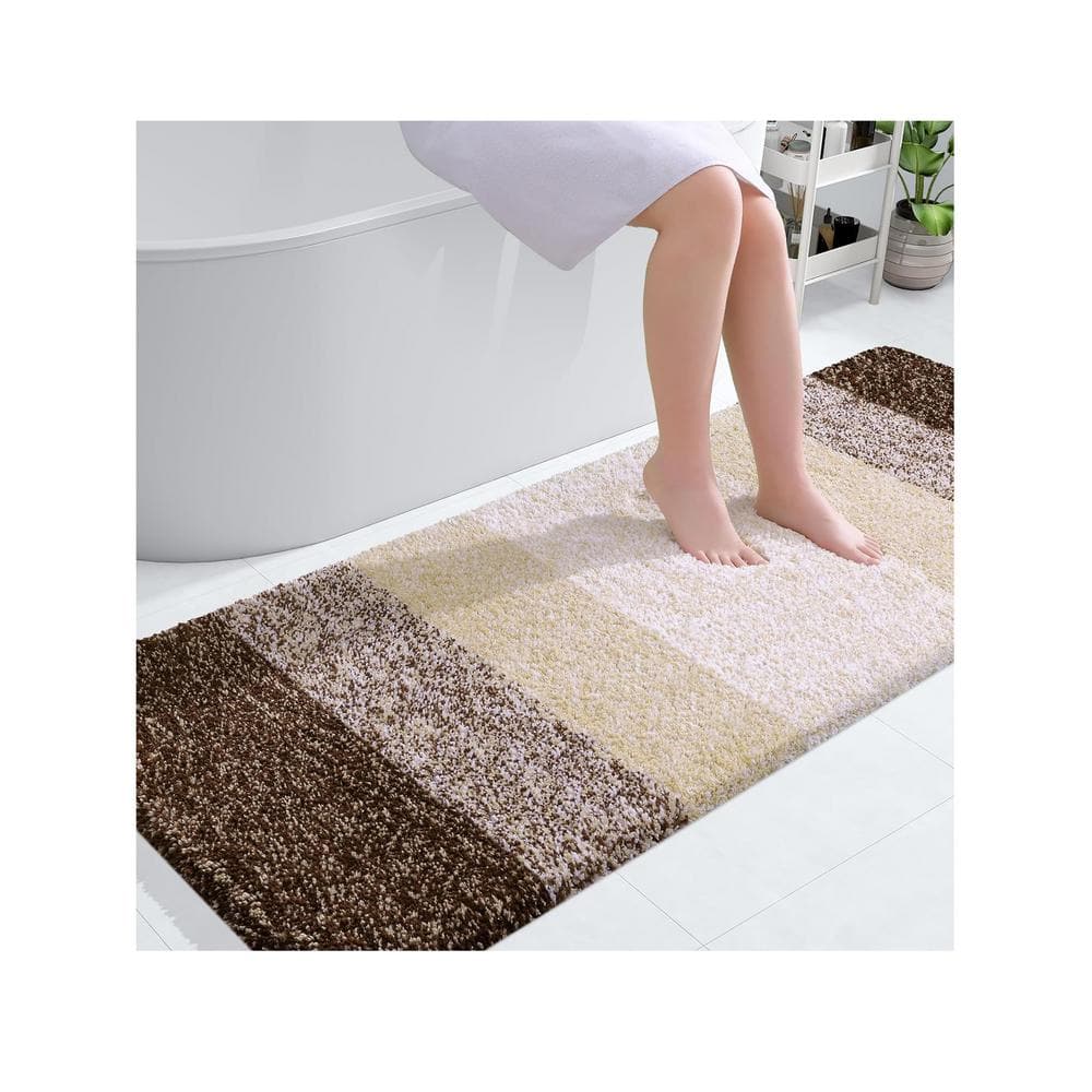 59 in. x 24 in. Brown Stripe Microfiber Rectangular Shaggy Bath Rugs price history on PriceWatchPro