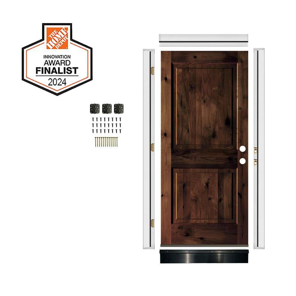 36 in. x 80 in. Knotty Alder Square Top Left-Hand Red Mahogany Stain Wood Front Door Kit w/ Quick Assemble Jamb price history on PriceWatchPro