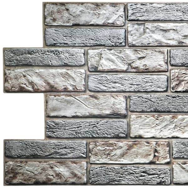 Dundee Deco 3D Falkirk Retro 1/50 in. x 38 in. x 19 in. Light Beige Grey Faux Old Brick PVC Decorative Wall Paneling (5-Pack)
