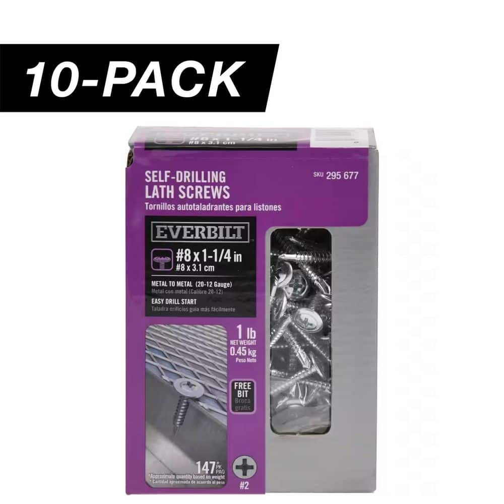 10-Pack #8 x 1-1/4 in. Phillips Drive Truss Head Lath Self-Drilling Screw (10 lb / 1,470-Piece) price history on PriceWatchPro