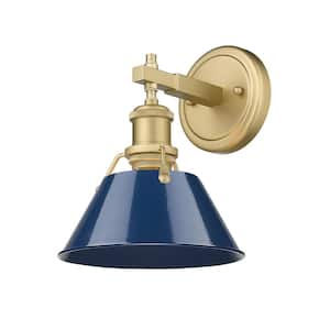 Orwell 7.5 in. 1-Light Brushed Champagne Bronze and Matte Navy Wall Sconce