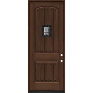 36 in. x 96 in. 2-Panel Left-Hand/Inswing Hickory Stain Fiberglass Prehung Front Door with 4-9/16 in. Jamb Size