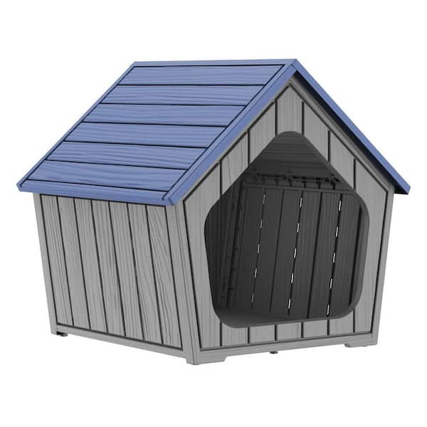 Outdoor Cat House for Outside Indoor Use, Weatherproof Resin Outdoor Cat Shelter for Small, Medium, Large Cats, Blue