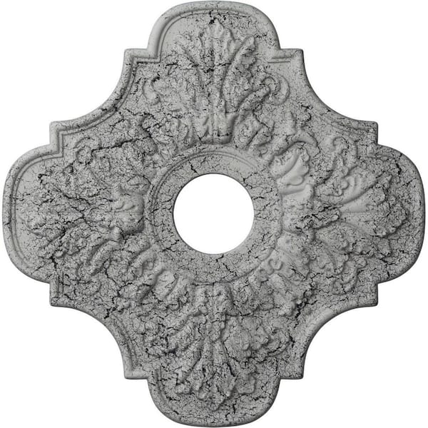 Ekena Millwork 1 in. x 17-3/4 in. x 17-3/4 in. Polyurethane Peralta Ceiling Medallion, Ultra Pure White Crackle