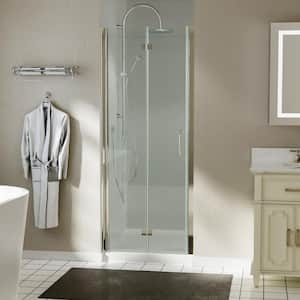 30 in. W x 72 in. H Pivot Bifold Semi-Frameless alcove Shower Door Sweep Panel in Matter Black with Frosted Smoke Glass