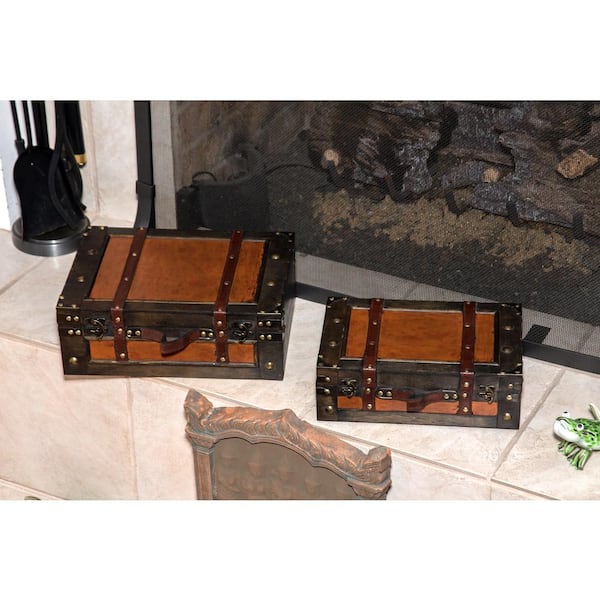 Trademark Innovations Vintage Style Wood Decorative Suitcases (Set of 2)