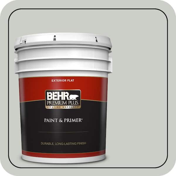 BEHR PREMIUM PLUS 5 gal. #PWL-89 Silver Setting Flat Exterior Paint & Primer