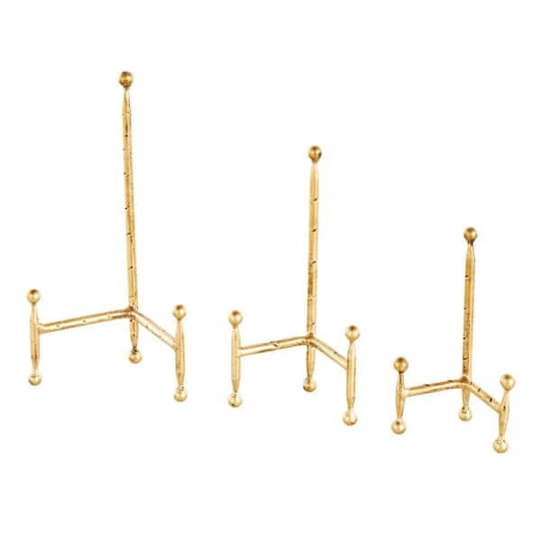 Litton Lane Gold Metal Slim Tabletop Easel with Ball Accents (3-Pack)