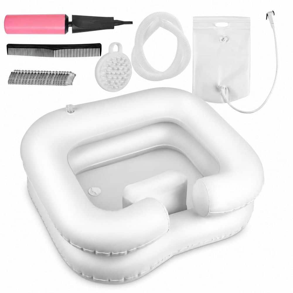 White Inflatable Shampoo Basin with 2.5 Gal. Portable Water Shower Bag, Loc Detox Tub for Dreads, Shampoo Buddy Bowl price history on PriceWatchPro
