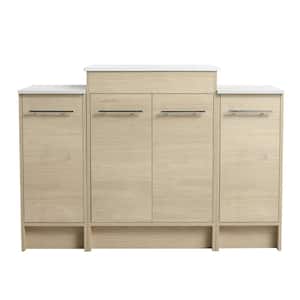 48 in. W x 17.9 in. D x 29.6 in. H Single Sink Bath Vanity in Light Oak with White Ceramic Top and Adjustable Shelves