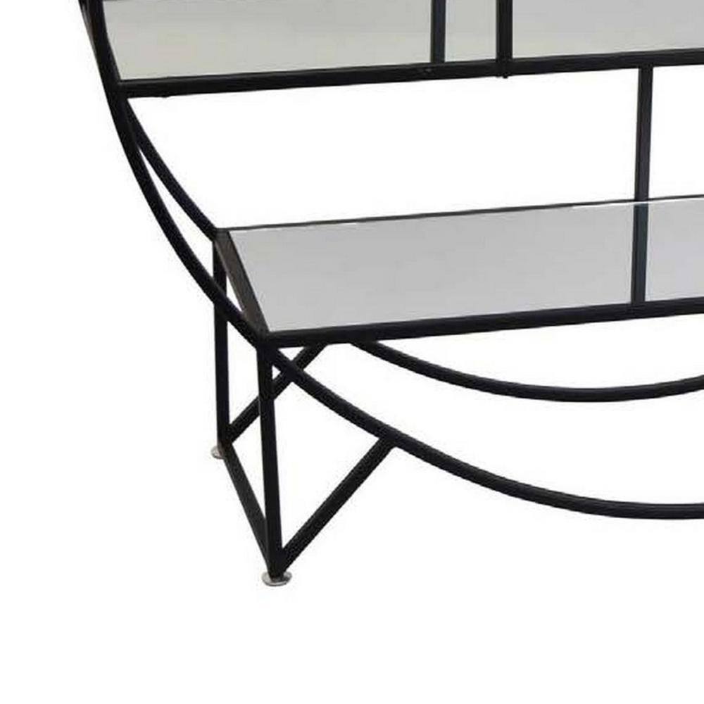 49.25 in Black Metal and Clear Glass 4-Tier Plant Stand