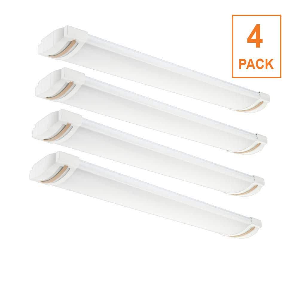 Commercial Electric 4-Pack 46 in. x 7.5 in. LED Flush Mount Ceiling ...