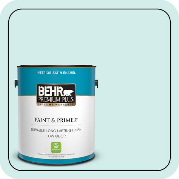 BEHR PREMIUM PLUS 1 gal. #510C-1 Ionic Sky Satin Enamel Low Odor Interior Paint & Primer