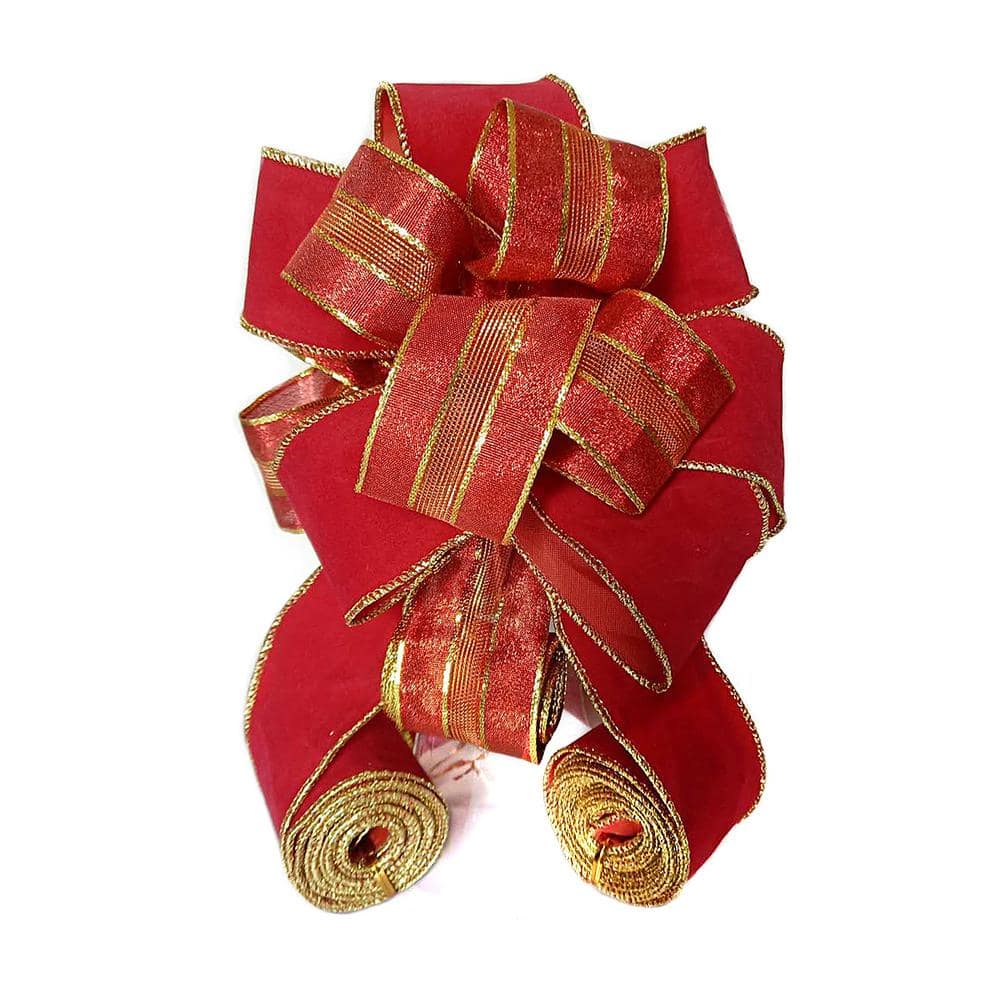 Red And Gold Christmas Tree Topper Holiday Tree Decoration Tree Topper Bow  Christmas Decoration Home Decor Gift Idea