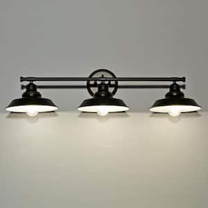 3-Lights Matte Black Indoor Wall Sconce Steel and Electrical Components