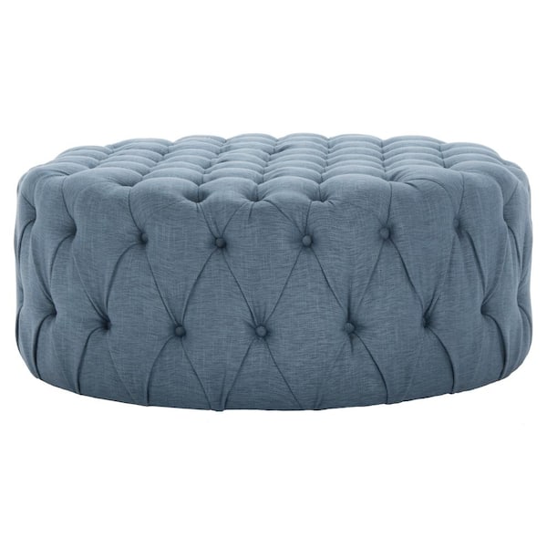 SAFAVIEH Charlene Navy Tufted Ottoman
