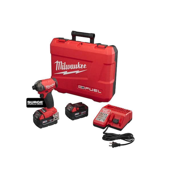 Milwaukee M18 FUEL SURGE 18V Lithium-Ion Brushless Cordless 1/4 in. Hex Impact Driver Compact Kit with Two 5.0 Ah Batteries