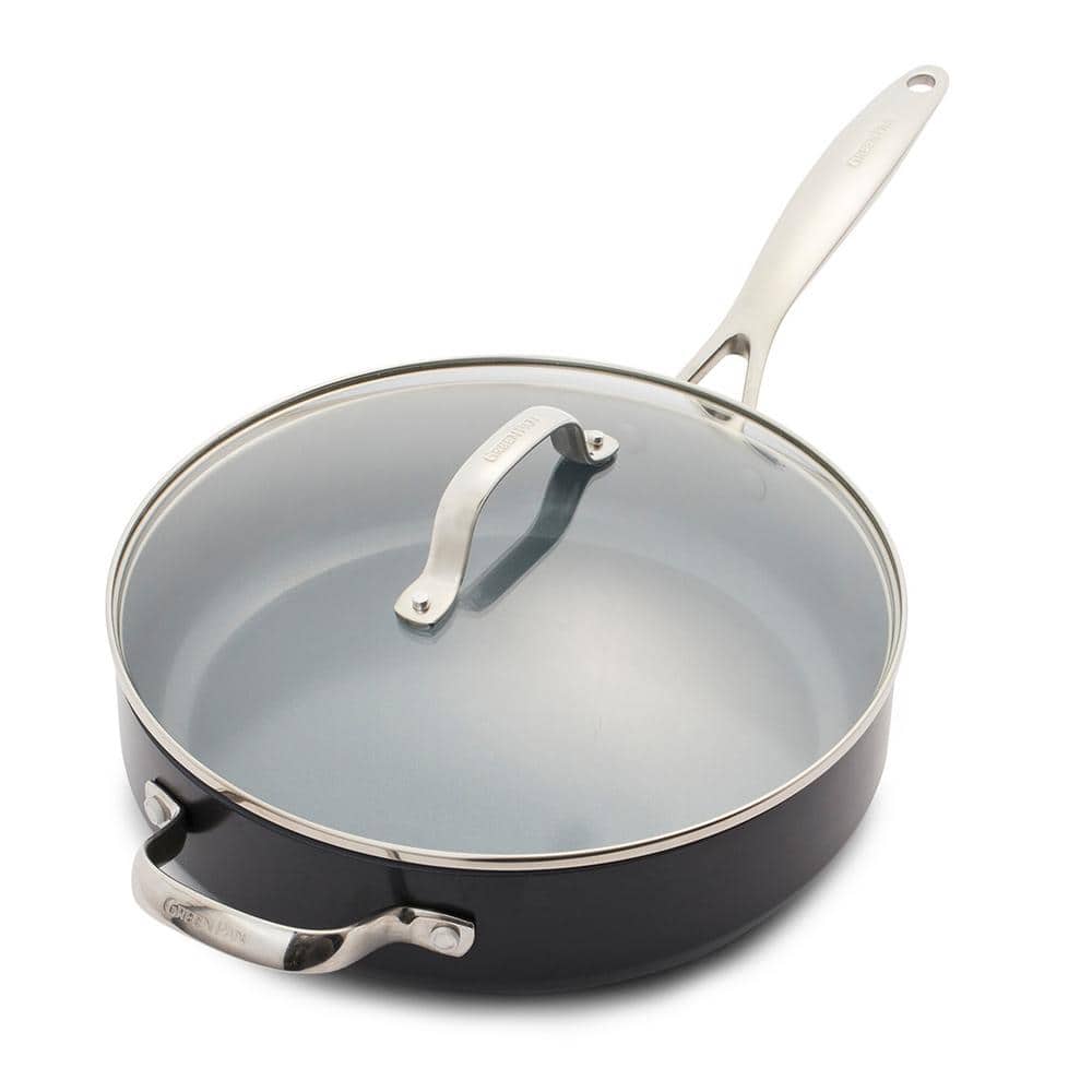 GreenPan Valencia Pro 11 in., 4.5 qt. Aluminum Ceramic Non-Stick Sauté  Frying Pan with Handles and Lid CC000671-001 - The Home Depot