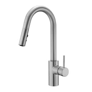 Euro Modern Single-Handle Pull-Down Sprayer Kitchen Faucet with Accessories in Rust and Spot Resist in Brushed Nickel