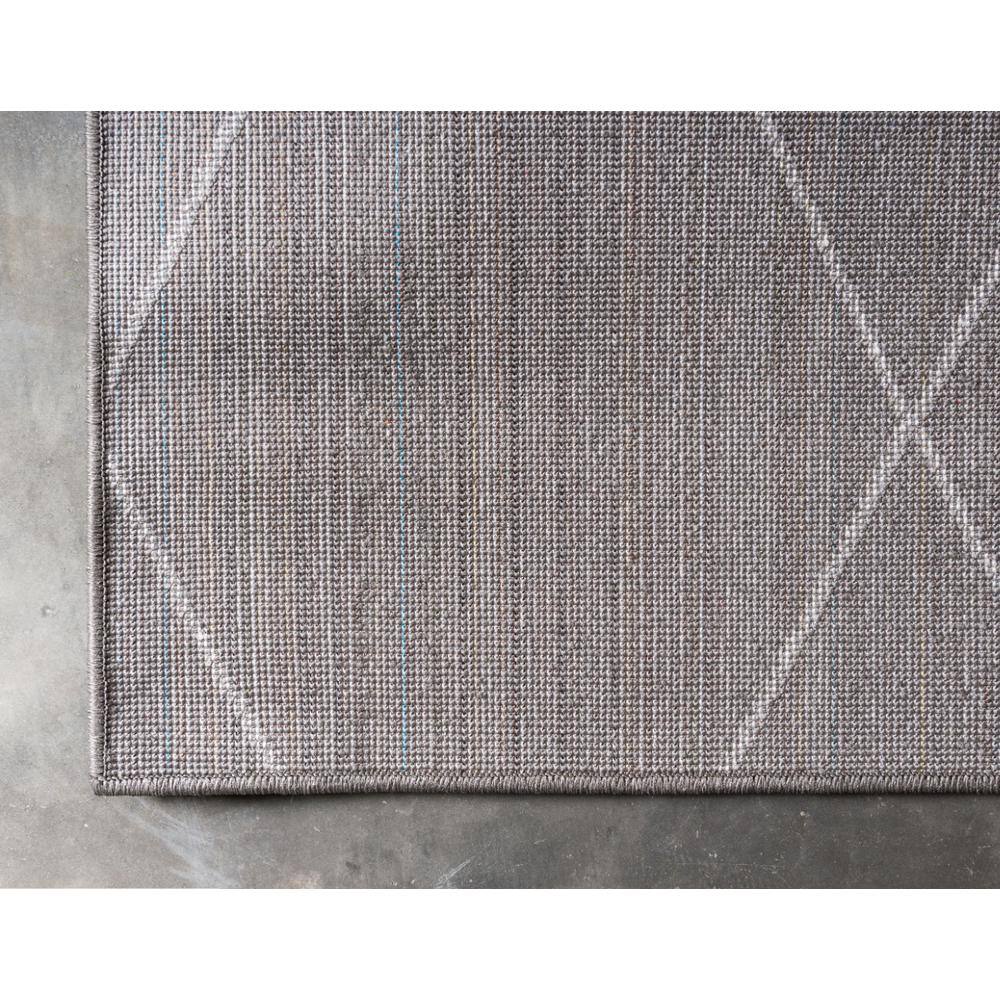Dark Gray Geometric Trellis Synthetic Area Rug