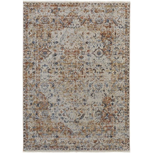 HomeRoots Tan and Ivory Floral 12 ft. x 15 ft. Area Rug