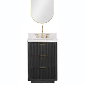 Cádiz 24 in. W x 22 in. D x 34 in. H Single Bathroom Vanity in Fir Wood Black with Composite top and Mirror