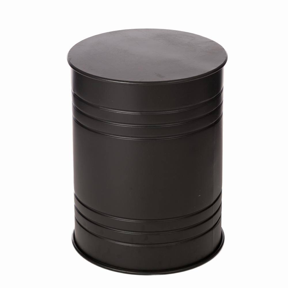 Rustic Farmhouse 19" Black Metal Storage Stool with Honey Wood Lid
