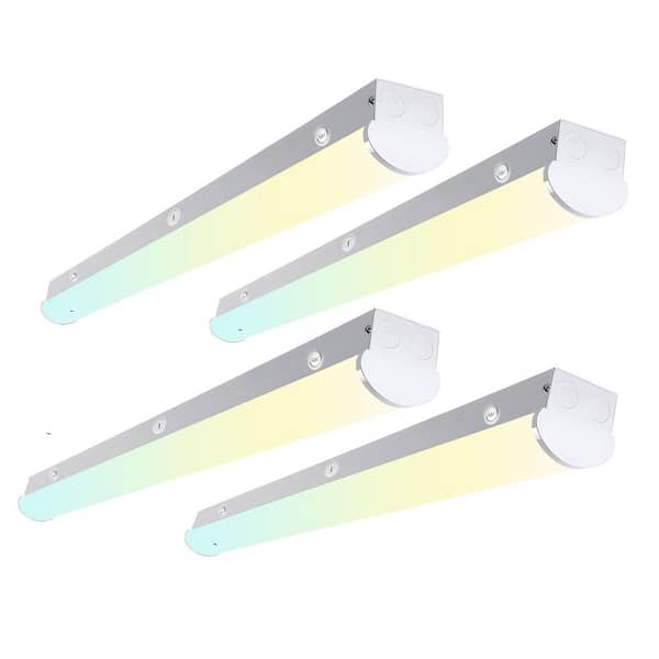 8ft. 250-Watt Equivalent 90-Watt Adjustable Lumen&CCT Linkable Integrated LED Linear Strip Light Fixture 0-10V Dim4-Pack