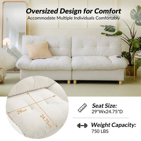 JAYDEN CREATION Hector Beige Modern 81 in. Polyester Rectangle 