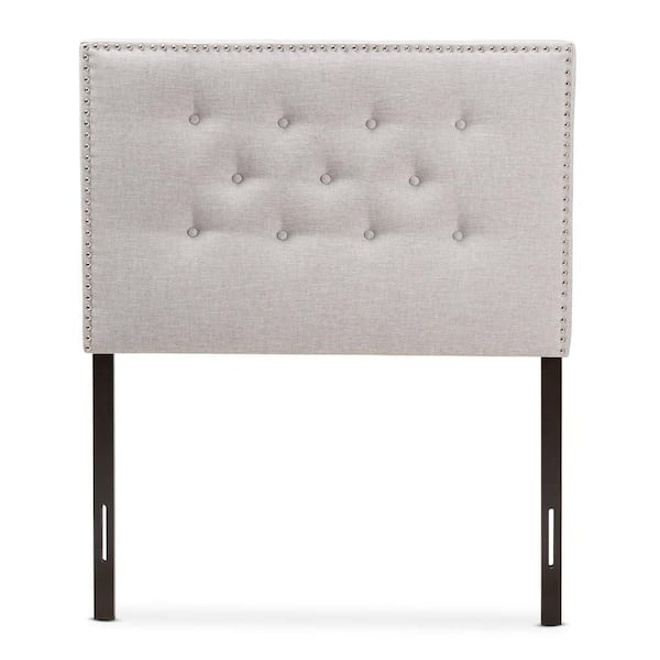 Beige Twin Upholstered Heaboard, Sturdy Bed-Frame Mount Headboard